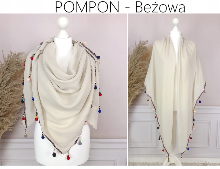 PAREO CHUSTA PLAŻOWA FRĘDZLE narzutka BOHO KOLORY