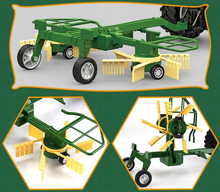 TRAKTOR ZDALNIE STEROWANY PRZYCZEPA ZGRABIARKA MASZYNY 4w1 ZESTAW RC