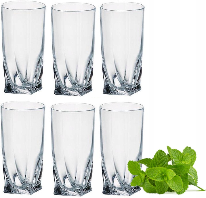 BOHEMIA QUADRO Zestaw Komplet 6 Szklanek Do drinków Napojów SZKLANKI 350 ml