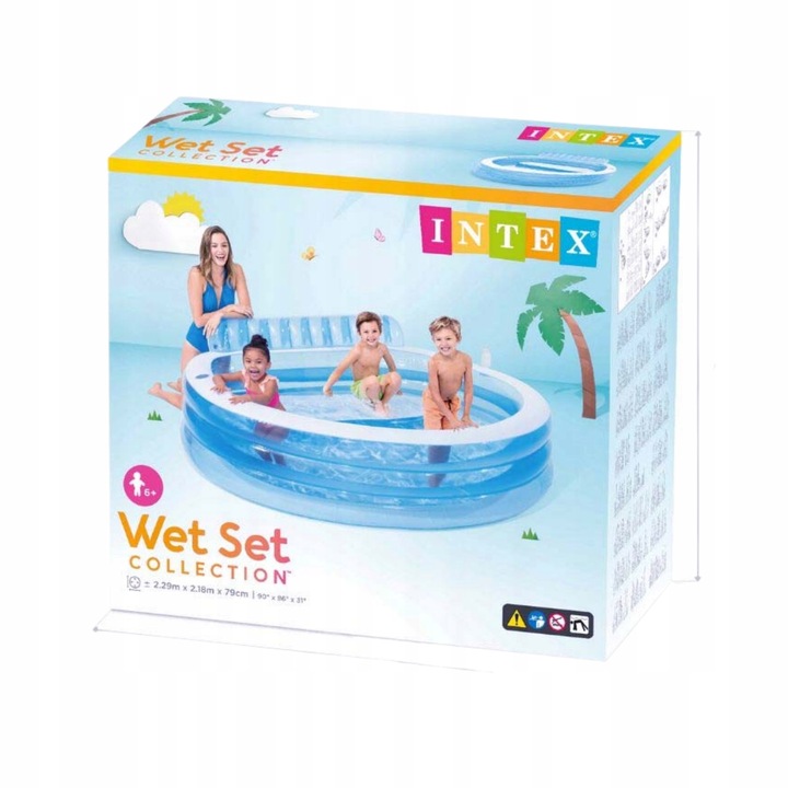 Basen Ogrodowy Dmuchany Intex z Ławeczką Oparciem