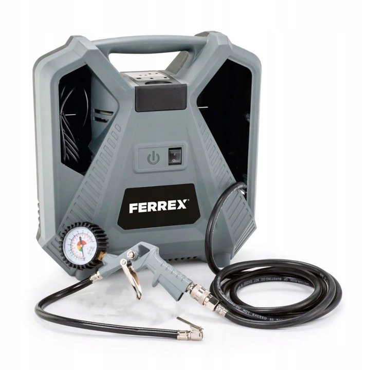 Przenośny KOMPRESOR BEZOLEJOWY 8 bar PISTOLET Z MANOMETREM ZESTAW