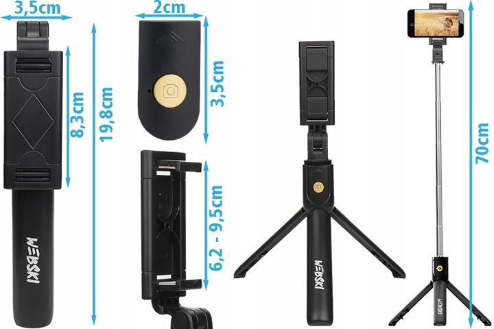 SELFIE STICK Z PILOTEM STATYWEM DO TELEFONU ZDJĘĆ