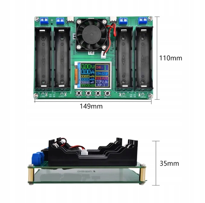 Miernik Tester pojemności ogniw akumulatorów 4 x 18650 USB