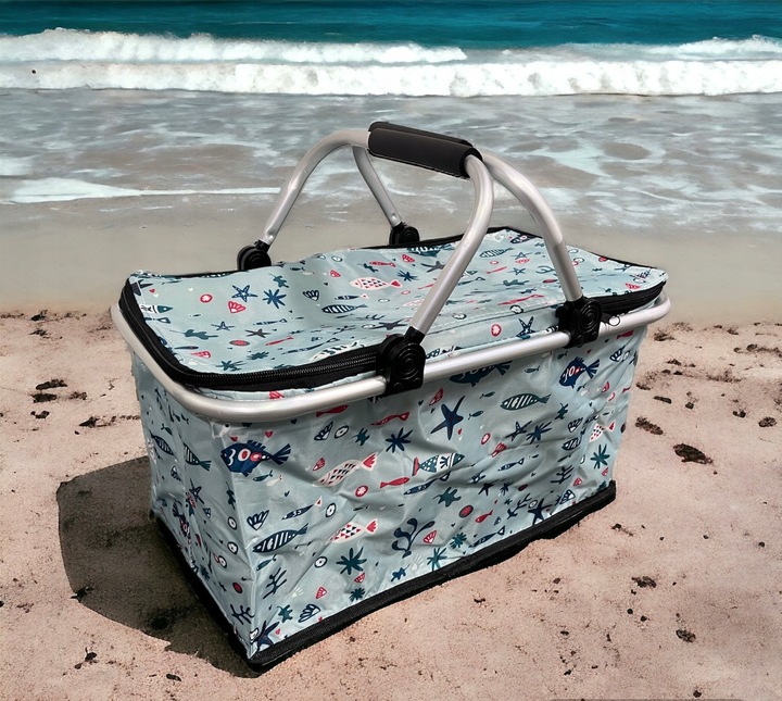 KOSZ PIKNIKOWY SKŁADANY KOSZYK TERMICZNY NA ZAKUPY PIKNIK RÓŻNE WZORY
