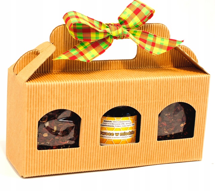 ZESTAW PREZENTOWY W WALIZECZCE 2xherbata owocowa, owoce w miodzie