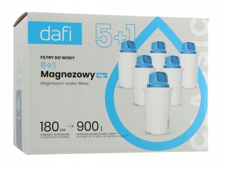 Filtry do wody wkłady do dzbanka Dafi Classic Mg+ z magnezem 6 szt.