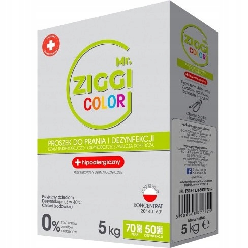 MR ZIGGI Proszek do Prania Kolor+Biały 2x5kg POLSKI EKO HIPOALERGICZNY