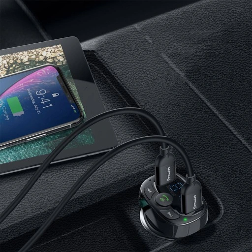 BASEUS ŁADOWARKA TRANSMITER FM BLUETOOTH BT MP3 2XUSB MICRO SD DO AUTA