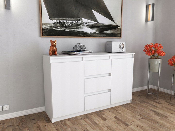 Komoda WOTAN BIALA z szufladami Duza Szafka AGA 120cm do Sypialni