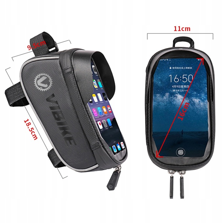 VIBIKE SAKWA TORBA SASZETKA ROWEROWA UCHWYT ETUI NA ROWER RAMĘ TELEFON 6,7"