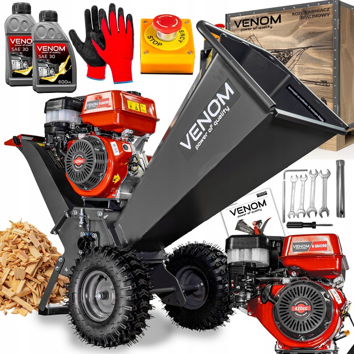 POTĘŻNY ROZDRABNIACZ SPALINOWY DO GAŁĘZI 120MM MOCNY SILNIK 420CC