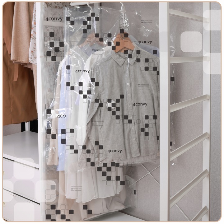 4CONVY 3x Wiszący worek próżniowy na ubrania z wieszakiem 70x140