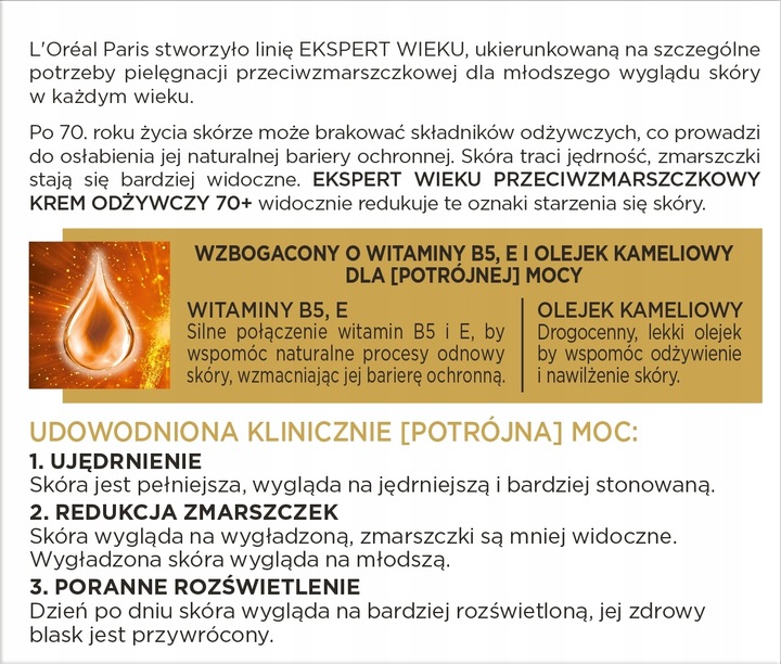 Loreal Ekspert Wieku 70+ Przeciwzmarszczkowy Krem Do Twarzy Na Noc 50ml