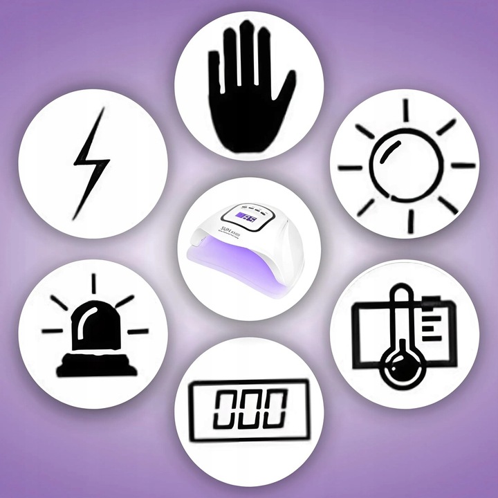 LAMPA UV DO PAZNOKCI LED 80W DO HYBRYD ŻELI MOCNA SUN X5 MAX BIAŁA LCD