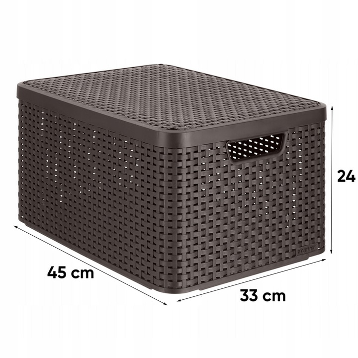 Koszyk z pokrywą brąz 30L CURVER STYLE L PUDEŁKO