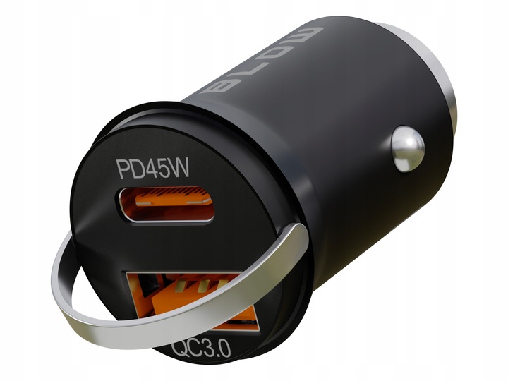 MOCNA ŁADOWARKA SAMOCHODOWA SZYBKIE ŁADOWANIE PD QC 45W USB-C 3,1A KABEL 1M