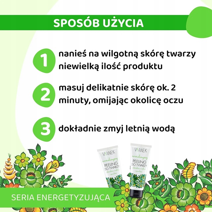 VIANEK Normalizujący Peeling do Twarzy z Korundem, Oczyszczenie 90g