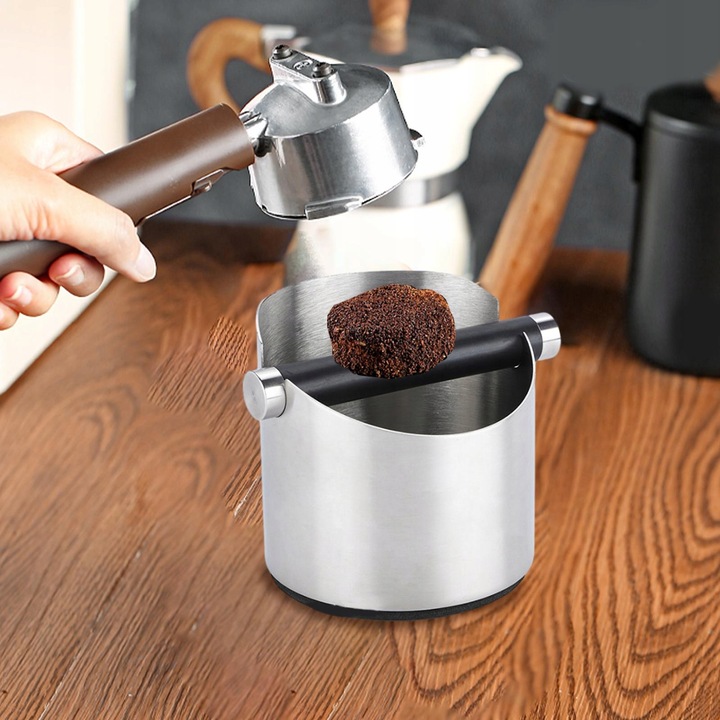 POJEMNIK NA FUSY EKSPRESU DO KAWY STAL NIERDZEWNA ODBIJAK KNOCK BOX 14*14.5