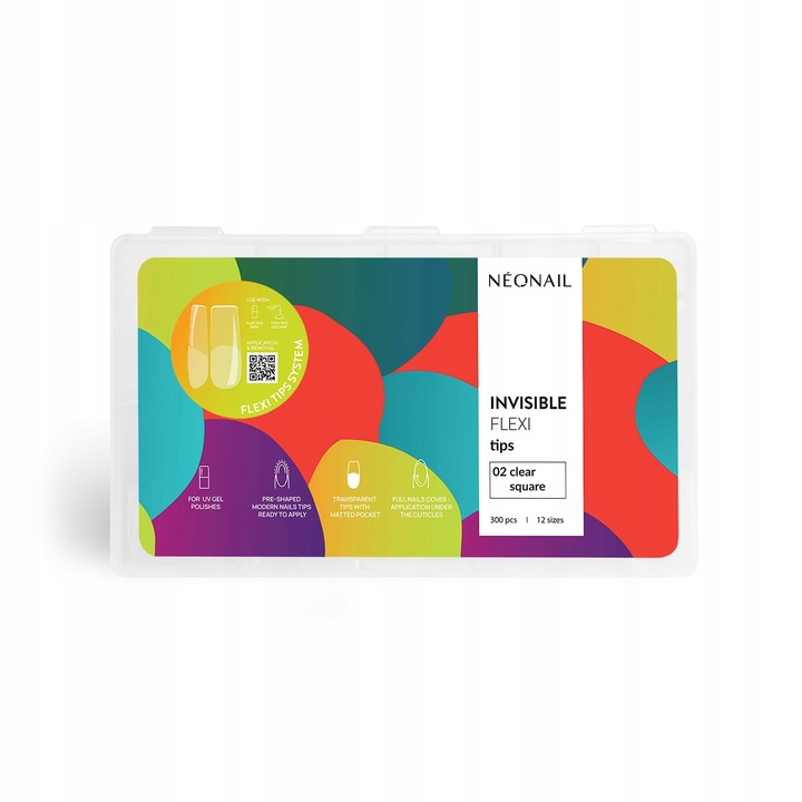 NEONAIL Tipsy elastyczne INVISIBLE FLEXI TIPS - 02 Clear Square 300