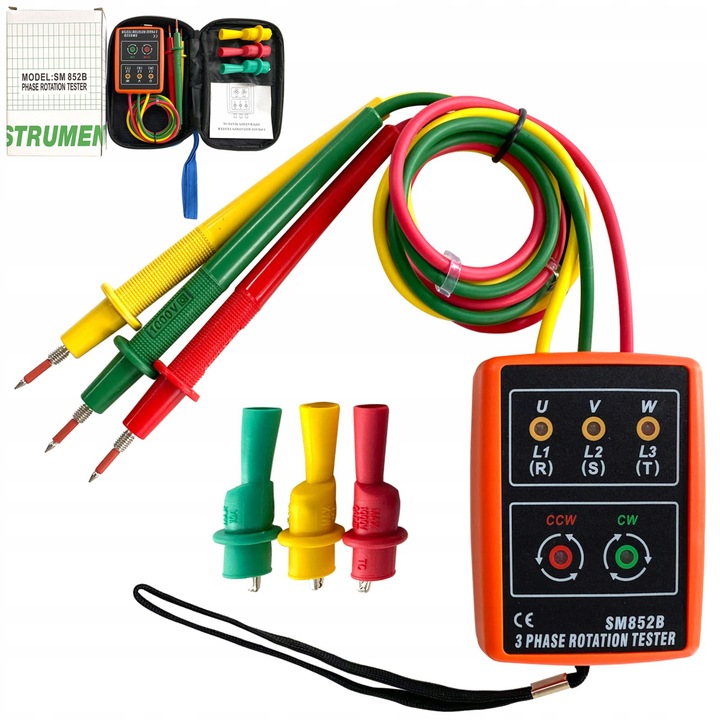 Miernik tester kolejności faz rotacji fazomierz 3-Fazowy AC SM852B 60V~600V