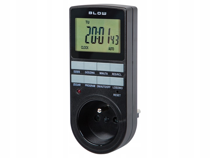PROGRAMATOR CZASOWY WŁĄCZNIK WYŁĄCZNIK LCD CYFROWY HARMONOGRAM POLSKIE MENU