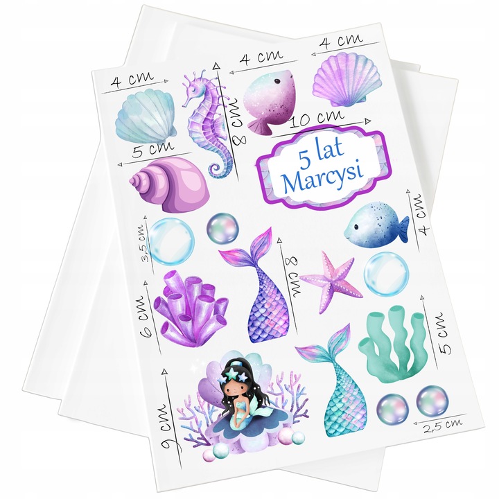 WYDRUK CUKROWY DLA DZIEWCZYNKI SYRENA SYRENKA + TABLICZKA Z TEKSTEM
