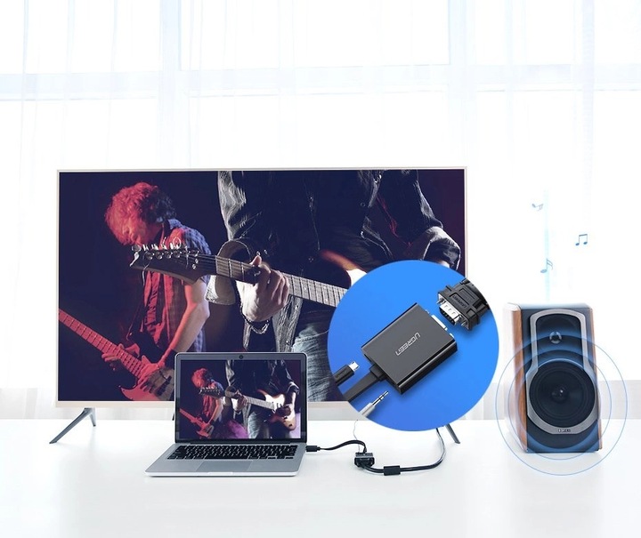 Ugreen adapter przejściówka HDMI - VGA micro USB / audio 3,5 mm mini jack