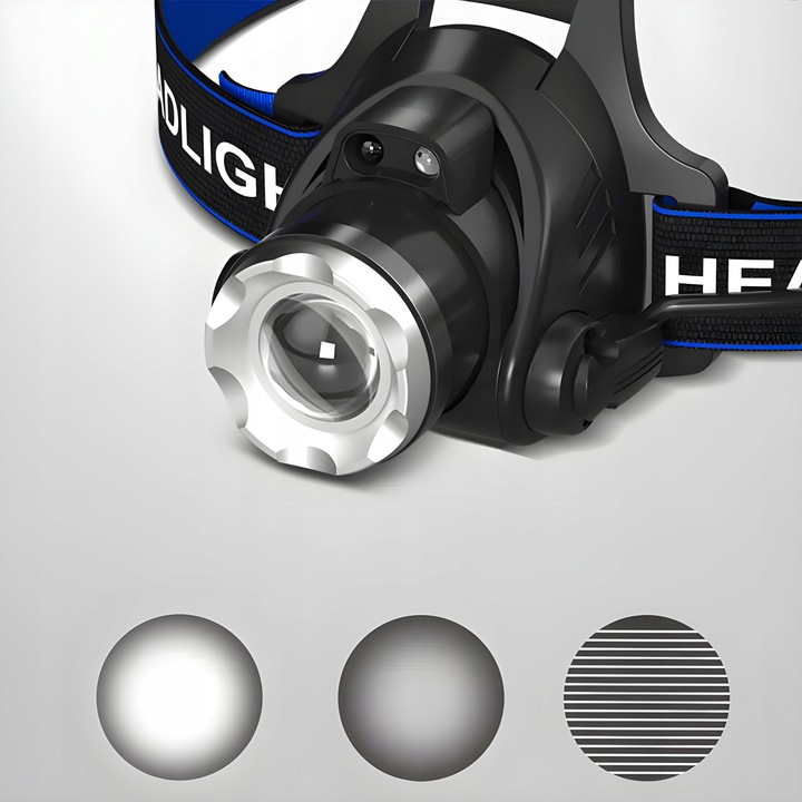 LATARKA CZOŁOWA LED ZOOM XML-T6 CREE LAMPKA CZOŁÓWKA ŁADOWARKA + AKUMULATOR