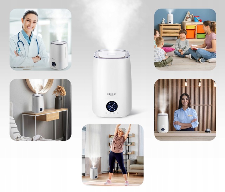 NAWILŻACZ POWIETRZA 3w1 4L HIGROMETR AROMATERAPIA DYFUZOR JONIZATOR