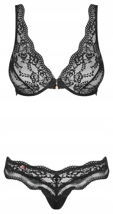 OBSESSIVE LUVAE KOMPLET BIELIZNY 2-CZĘŚCIOWY CZARNY S/M