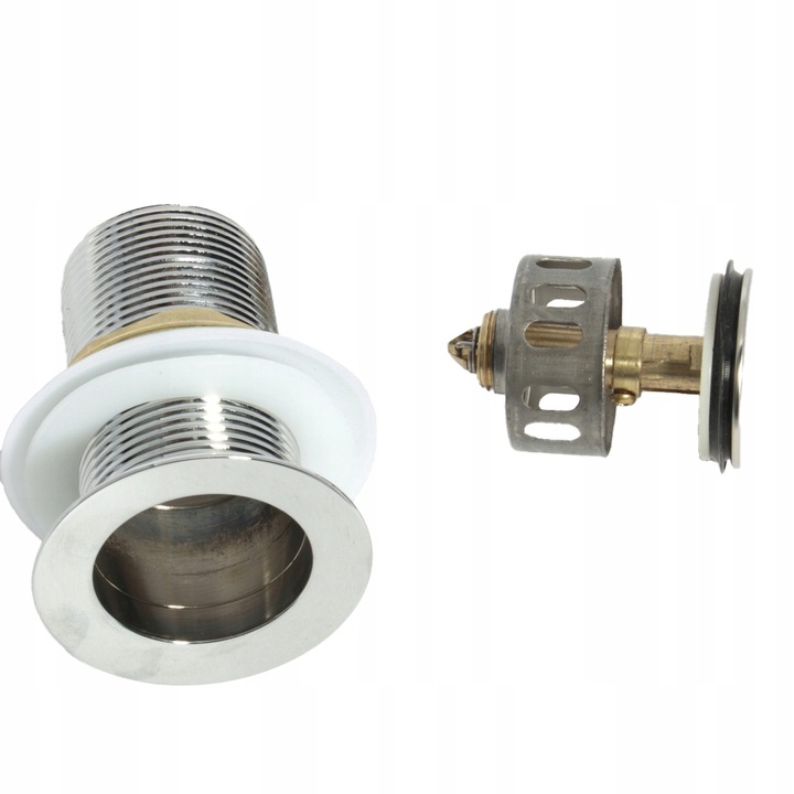 KOREK UMYWALKOWY Z SITKIEM automatyczny bez przelewu klik klak SREBNY