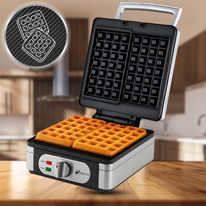 MOCNA GOFROWNICA MYLCON Z REGULACJĄ TEMPERATURY 2 DUŻE CHRUPIĄCE GOFRY