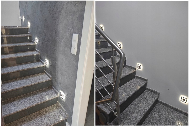 LAMPKA NA SCHODY LED 230V oprawa oświetlenie schodowe SREBRNA ZIMNA 6000k