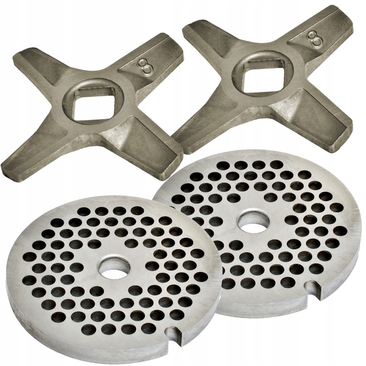 2xZestaw Nożyk dwustronny+Sitko 8 x 4 do maszynki do mięsa Zelmer