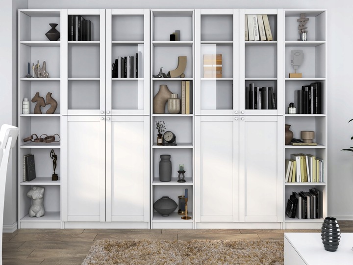 WITRYNA REGAŁ W40 PAFOS SZAFKA NA KSIĄŻKI BIAŁY DO SALONU, BIURA,