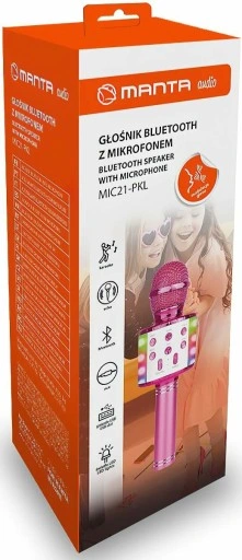MIKROFON KARAOKE GŁOŚNIK ZABAWKA BLUETOOTH LED RÓŻ MANTA ECHO ŚWIATŁO