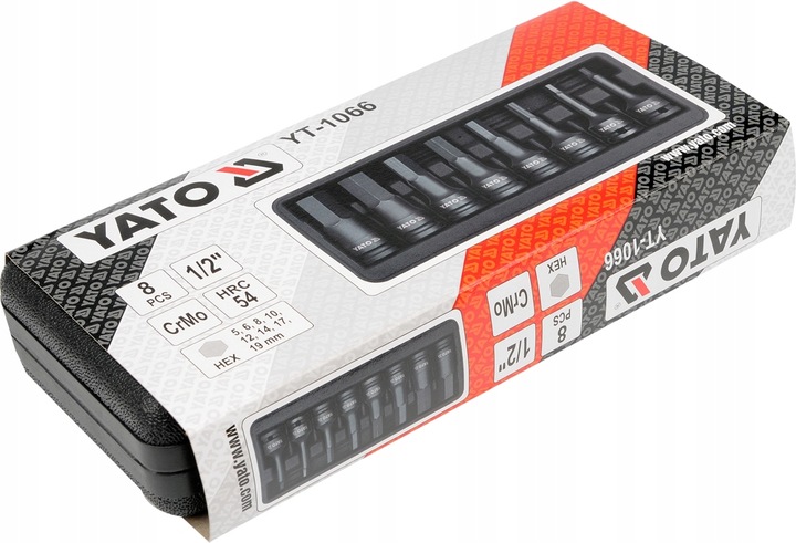 YATO ZESTAW UDAROWE KLUCZE IMBUSOWE TRZPIENIOWE imbusy 1/2" HEX 5-19mm