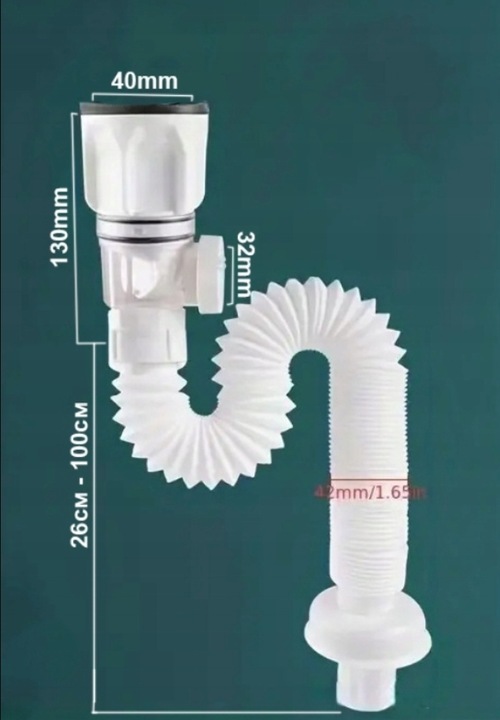 ZESTAW: SYFON UMYWALKOWY DO UMYWALKI + KOREK KLIK-KLAK BEZ PRZELEWU CZARNY