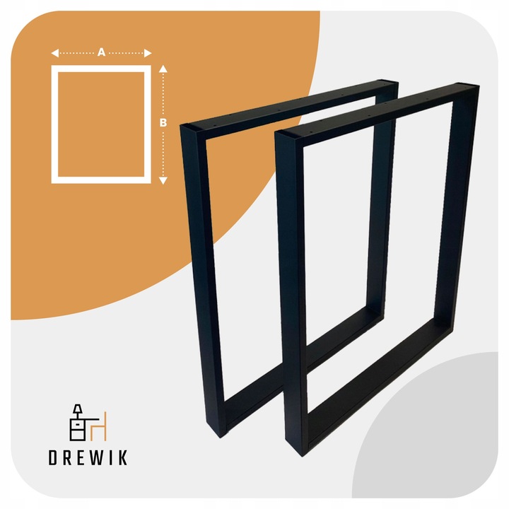 NOGI DO STOŁU BIURKA METALOWE CZARNE 50x72 CM PROFIL 6x2 CM LOFTOWE 2