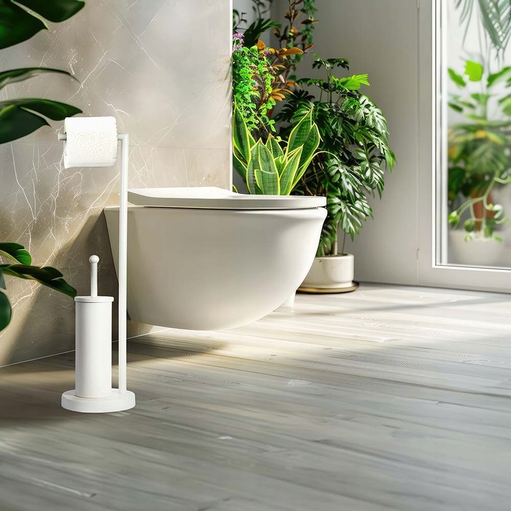 STOJAK uchwyt NA PAPIER TOALETOWY ze szczotką do wc elegancki praktyczny