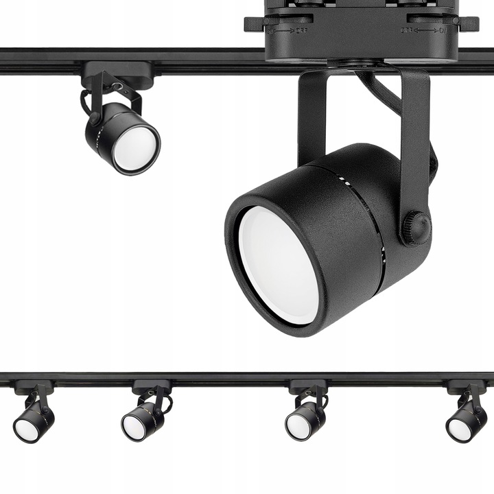 Zestaw 4x SPOT REFLEKTOR RUCHOMY CZARNY NA GU10 + SZYNOPRZEWÓD Szyna