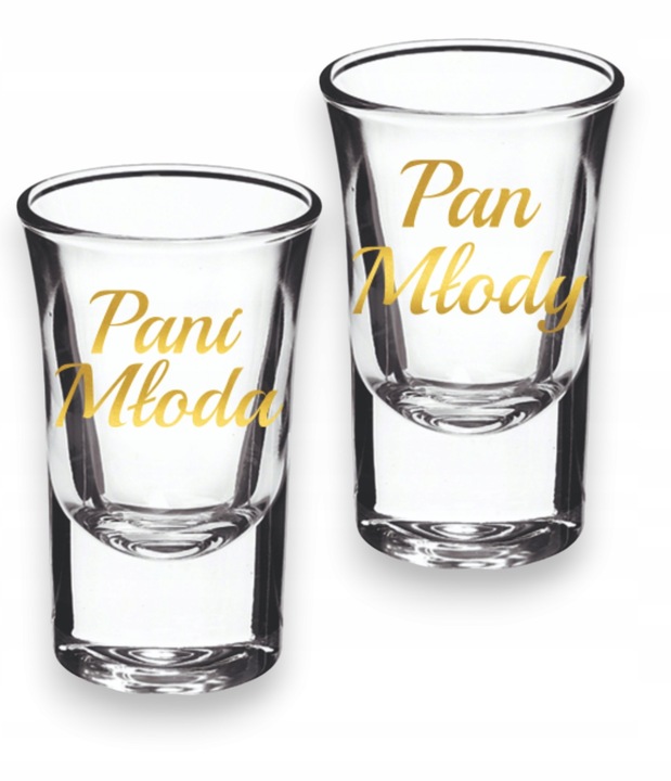 Kieliszki oszukane GRUBE DNO do wódki wesele ślub Pani Młoda Pan Młody