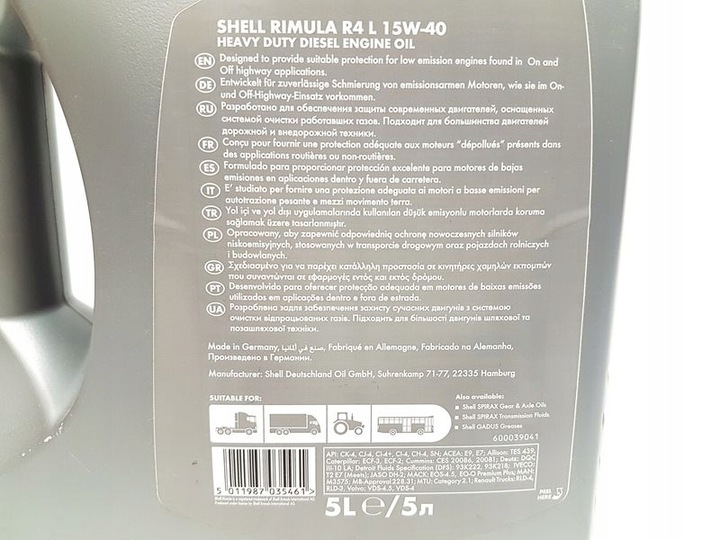 Olej silnikowy Shell Rimula R4 L 15W-40 (5L)
