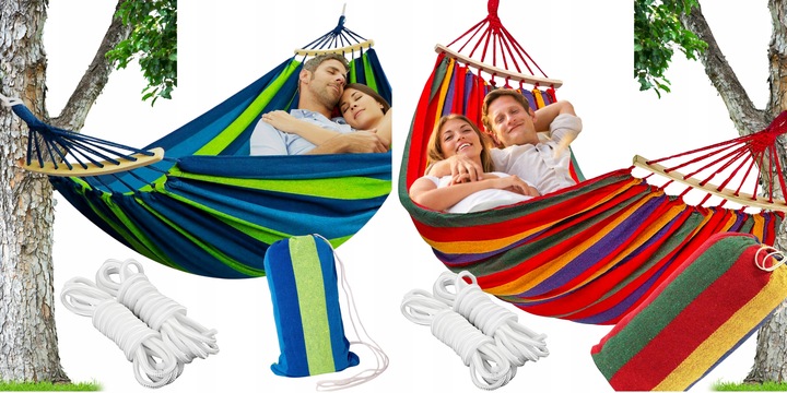 HAMAK OGRODOWY DWUOSOBOWY XXL 2 Osobowy Turystyczny Z DRĄŻKIEM DUŻY