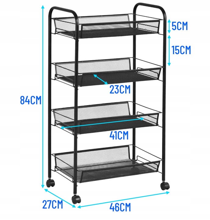 MOBILNY REGAŁ KUCHENNY ŁAZIENKOWY STOLIK NA KÓŁKACH METALOWY WÓZEK 4