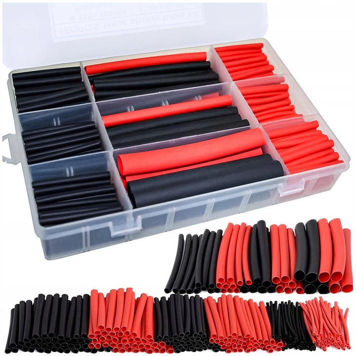 RURKI TERMOKURCZLIWE Z KLEJEM KOSZULKI czarne i czerwone BOX ZESTAW