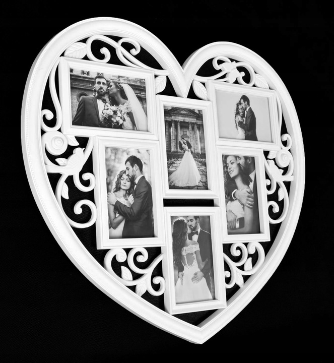 MULTI RAMKA BIAŁA 3D NA ZDJĘCIA ZDJĘCIE 10x15 ŚLUB FOTO SERCE DUŻE 58