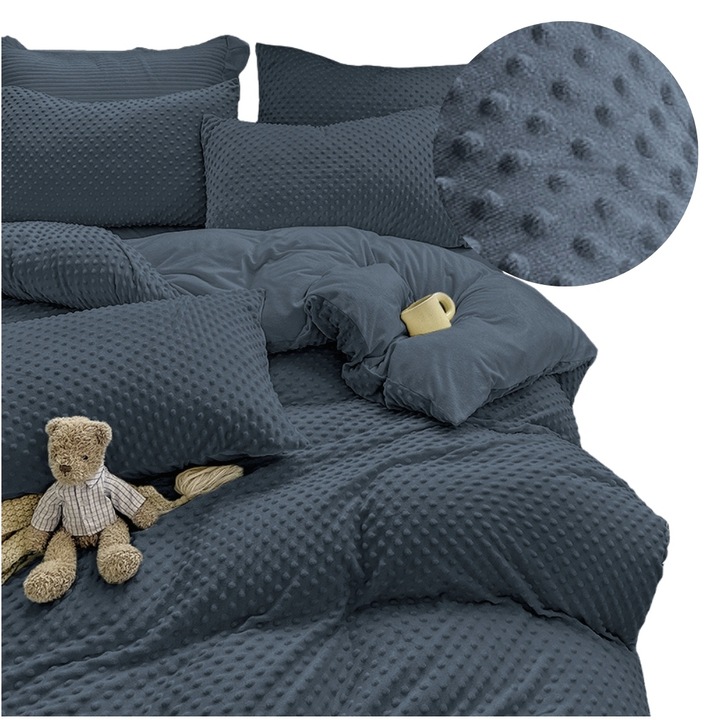 Pościel 200x220 pluszowa polarowa MINKY miś kropki 3D kolory zimowa