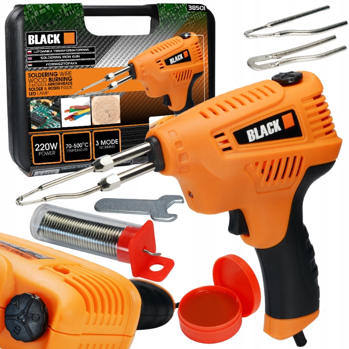 LUTOWNICA TRANSFORMATOROWA .220W BLACK WALIZKA LED CYNA BLACK TOOLS