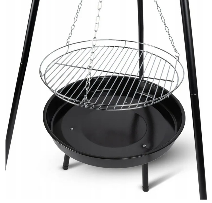 GRILL OGRODOWY WISZĄCY PALENISKO TRÓJNÓG DUŻY 50CM RUSZT + MATY WĘGLOWY